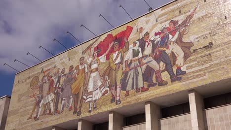 Revolutionary-mural-depicts-peoples-revolution-and-Communist-values-in-Tirana-Albania