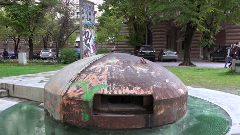 Concrete-pillbox-bunkers-are-found-in-downtown-Tirana-Albania