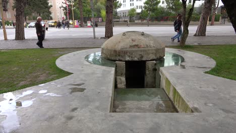 Concrete-pillbox-bunkers-are-found-in-downtown-Tirana-Albania-1