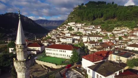 Good-aerial-shot-of-ancient-houses-on-the-hillside-in-Berat-Albania-6