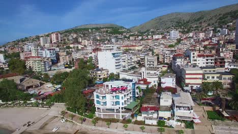 Nice-aerial-shot-of-the-resort-town-of-Sarande-on-the-coast-of-Albania-4
