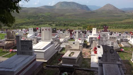 Nice-establishing-shot-of-a-cemetery-in-a-remote-region-of-Albania