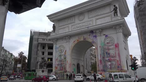The-Arch-in-Skopje-represents-rampant-corruption-to-Macedonians-and-they-have-thrown-paint-all-over-it-in-protest-2