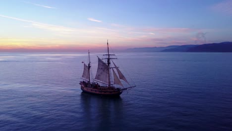 Spectacular-aerial-of-a-tall-sailing-ship-on-the-open-ocean