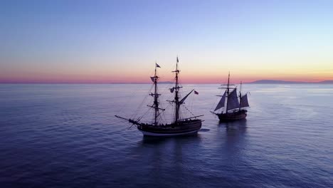 Spectacular-aerial-of-two-tall-sailing-ships-on-the-open-ocean-2