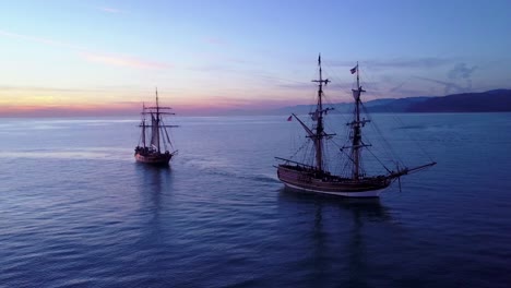 Spectacular-aerial-of-two-tall-sailing-ships-on-the-open-ocean-3
