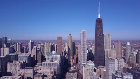High-angle-aerial-of-downtown-Chicago-Illinois