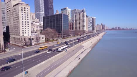 Nice-aerial-along-Lakeshore-Drive-reveals-downtown-Chicago-skyline