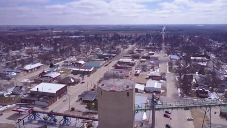 An-aerial-over-a-grain-silo-reveals-a-small-American-Midwest-farming-town-1