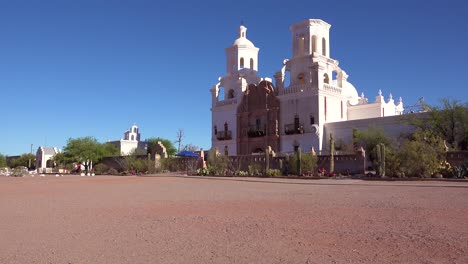 A-beautiful-establishing-shot-of-Mission-San-Xavier-del-Bac-a-historic-Spanish-Catholic-mission-near-Tucson-Arizona-1