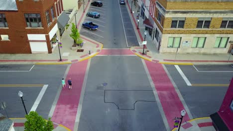 A-lovely-aerial-over-a-Main-Street-in-small-town-USA
