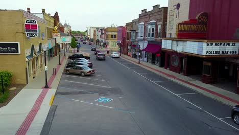 A-rising-aerial-over-a-Main-Street-in-small-town-USA