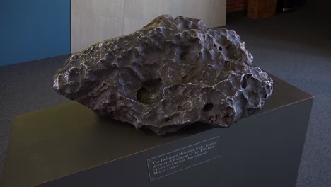 A-fragment-of-a-meteor-is-seen-in-a-museum-display