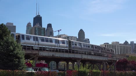 Establishing-shot-of-downtown-Chicago-wil-El-train-passing
