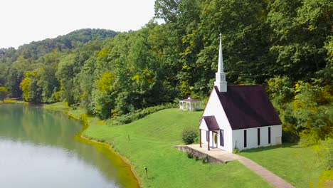 Aerial-over-a-romantic-and-beautiful-small-church-in-the-American-wilderness-West-Virginia-3