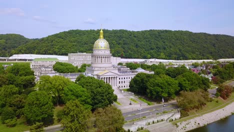 Beautiful-aerial-of-the-capital-building-in-Charleston-West-Virginia