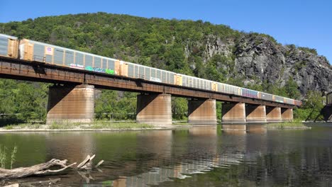A-freight-train-travels-over-a-bridge-loaded-with-cargo-in-West-Virginia-1