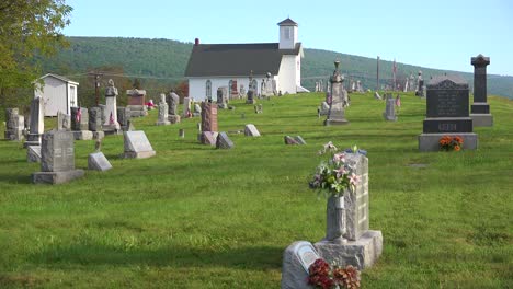 A-traditional-rural-cemetery-with-white-church-in-Appalachia-America