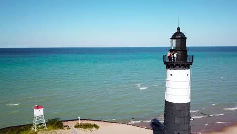 Aerial-over-the-Big-Sable-Point-Lighthouse-on-Lake-Michigan-2