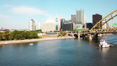 Beautiful-aerial-of-the-Monongahela-River-to-Pittsburgh-Pennsylvania-downtown-skyline-1