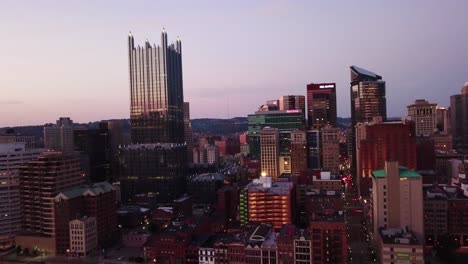 Beautiful-night-aerial-over-Pittsburgh-Pennsylvania-downtown-skyline-2