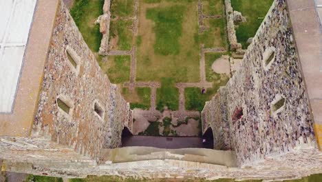 A-beautiful-drone-aerial-over-the-Reculver-Towers-an-abandoned-abbey-in-Kent-England-2