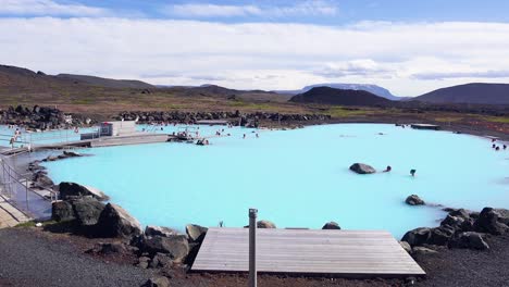 Establishing-shot-of-a-public-thermal-bath-spa-in-Iceland-near-Myvatn-Editorial-use-only
