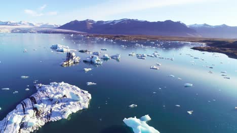 Aerial-over-icebergs-in-the-Arctic-Jokulsarlon-glacier-lagoon-in-Iceland