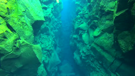 Underwater-diving-snorkeling-footage-following-the-mid-Atlantic-ridge-fissure-in-Thingvellir-Iceland-3