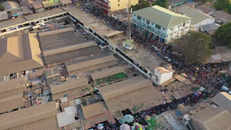 Very-Good-Aerial-Over-West-African-Street-Market-In-Gambia-Passes-For-Guinea-Bissau-Sierra-Leone-Nigeria-Ivory-Coast-Or-Liberia