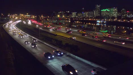 Good-footage-of-freeway-or-highway-traffic-at-night-with-the-Portland-Oregon-city-skyline-background-1