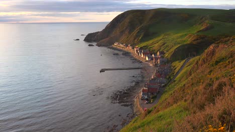 A-small-Scottish-coastal-fishing-village-at-sunset