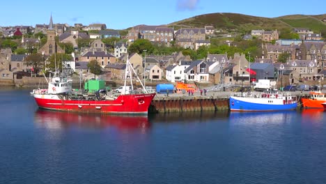 Establishing-shot-from-a-boat-of-the-port-at-Stromness-Orkney-Islands-Scotland-1