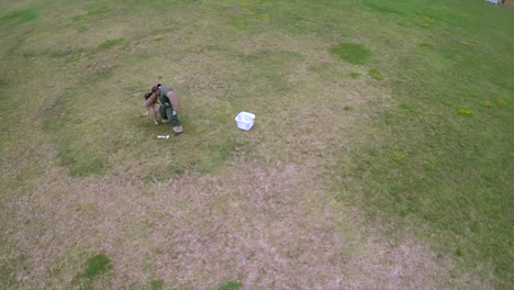 Aerial-view-above-a-K9-dog-in-training-attacking-trainer-4