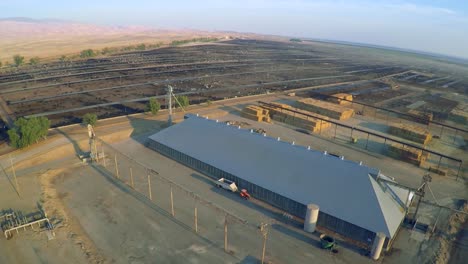 Aerial-over-a-vast-cattle-slaughterhouse-in-Central-California