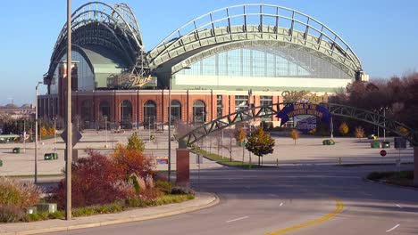Establishing-shot-of-Miller-Park-home-of-the-Milwaukee-Brewers