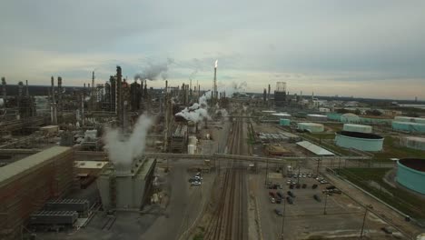 Excellent-aerial-over-huge-industrial-oil-refinery