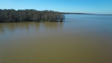 An-aerial-stationary-shot-over-the-Louisiana-bayou-and-mangrove-swamps