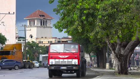 Classic-old-cars-travel-on-the-streets-of-Havana-Cuba