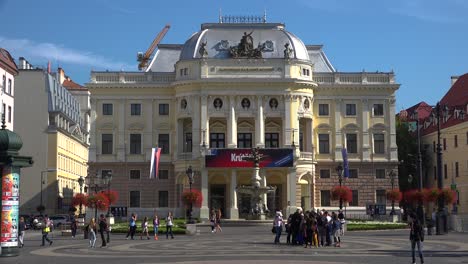Establishing-shot-in-front-of-the-opera-house-in-modern-Bratislava-Slovakia