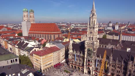 High-angle-classic-establishing-shot-of-the-skyline-of-Munich-Germany-2