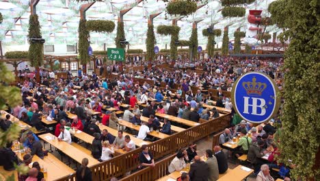 Good-establishing-shot-of-a-large-beer-hall-at-Oktoberfest-in-Munich-Germany