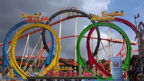 A-roller-coaster-at-an-amusement-park-offers-thrills