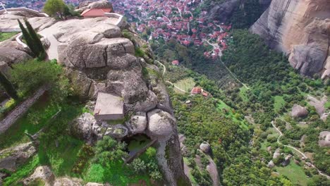 Beautiful-aerial-over-the-rock-formations-and-monasteries-of-Meteora-Greece-4