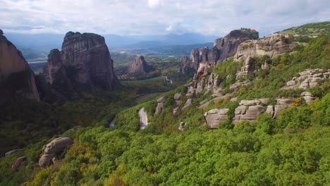 Beautiful-aerial-over-the-rock-formations-and-monasteries-of-Meteora-Greece-18