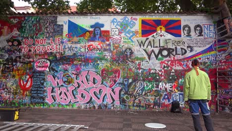 Graffiti-art-decorates-the-John-Lennon-Wall-of-free-speech-in-Prague-Czech-Republic-2