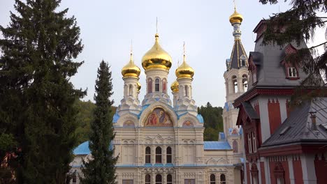 Russian-Orthodox-cathedral-onion-domes-stand-in-the--town-of-Karlovy-Vary-Czech-Republic-1