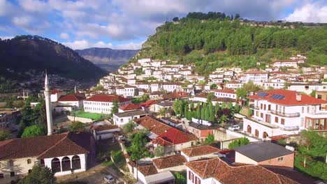 Good-aerial-shot-of-ancient-houses-on-the-hillside-in-Berat-Albania-3