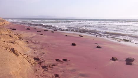 Rosa-Granate-Und-Andere-Geologische-Steine-Bilden-Einen-Rosa-Strand-Entlang-Der-Skelettküste-Namibias