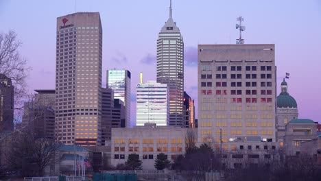 Indianapolis-Indiana-skyline-at-dusk-with-statehouse-capital-building-visible